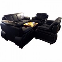 Executive7Seater  Leather Sofas - Black 