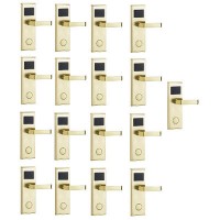 Door Lock With RFID Card Access Control - Gold - 17 Set 